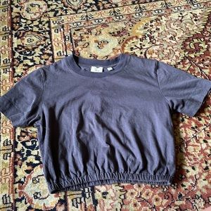 Wilfred Crop Charcoal Grey Cotton T Shirt